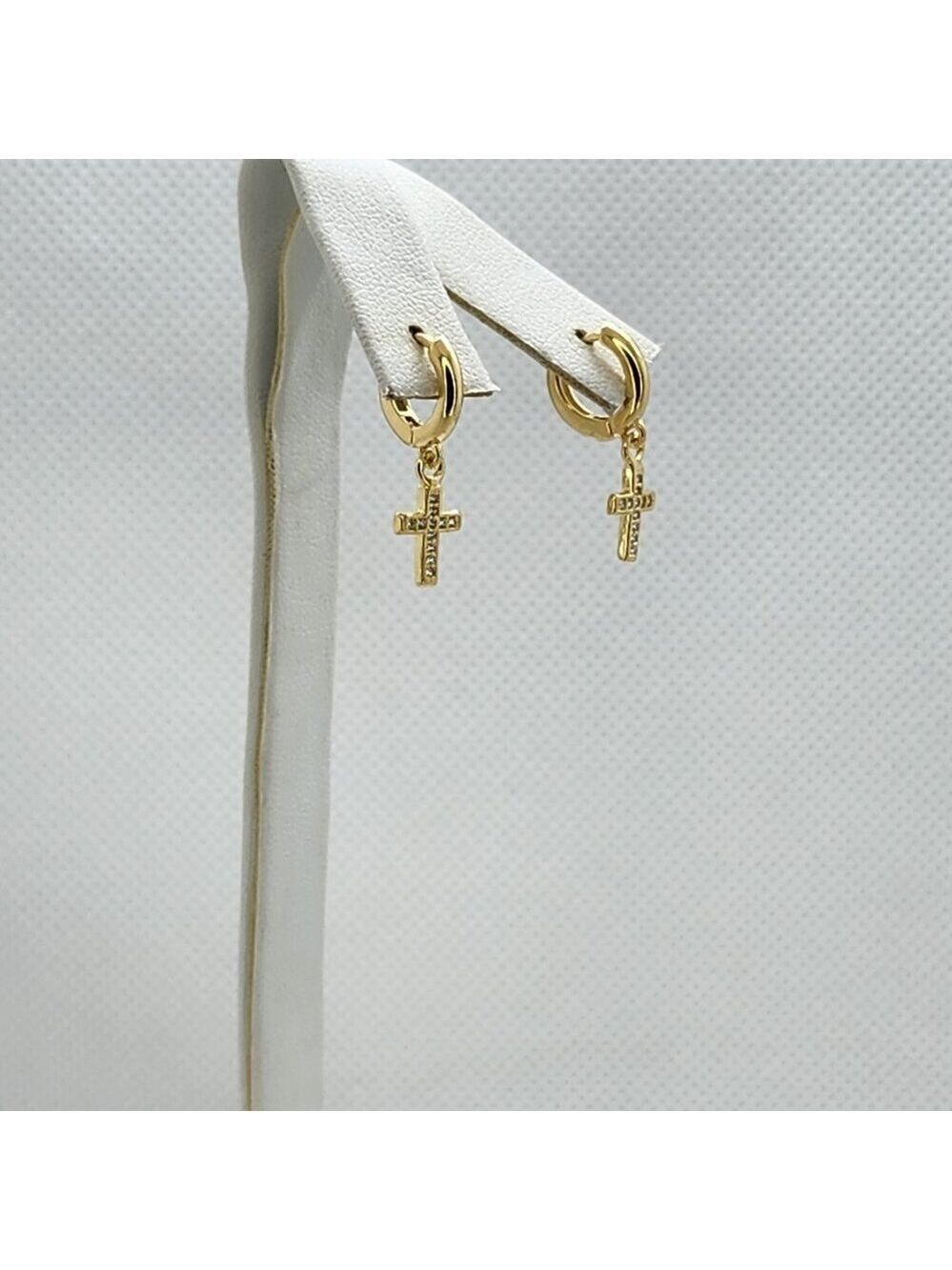 Brand New Brazilian 18k Gold Filled Cross Earrings - Picture 1 of 4
